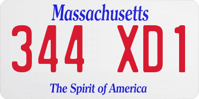 MA license plate 344XD1