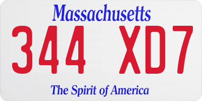 MA license plate 344XD7