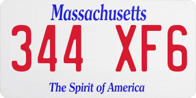 MA license plate 344XF6