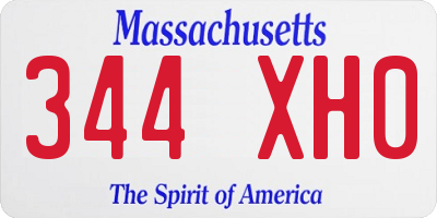 MA license plate 344XH0