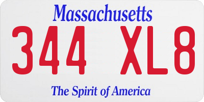 MA license plate 344XL8
