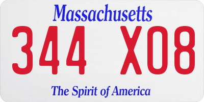 MA license plate 344XO8