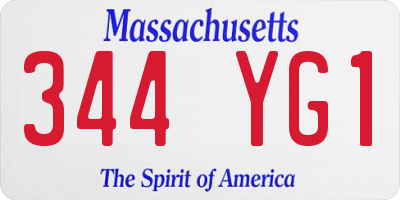 MA license plate 344YG1