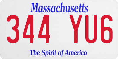 MA license plate 344YU6
