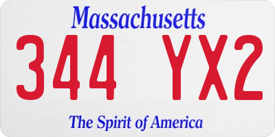 MA license plate 344YX2