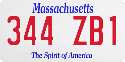 MA license plate 344ZB1