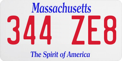 MA license plate 344ZE8