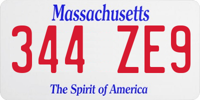 MA license plate 344ZE9