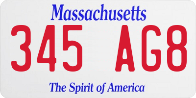 MA license plate 345AG8