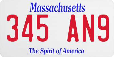 MA license plate 345AN9