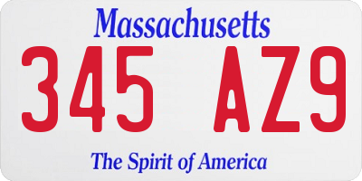 MA license plate 345AZ9