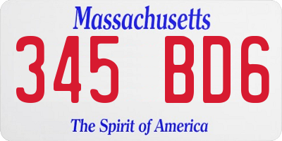 MA license plate 345BD6