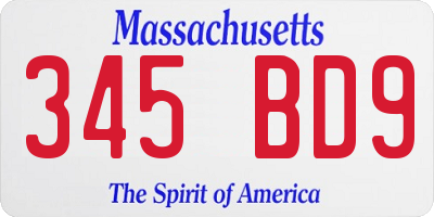 MA license plate 345BD9
