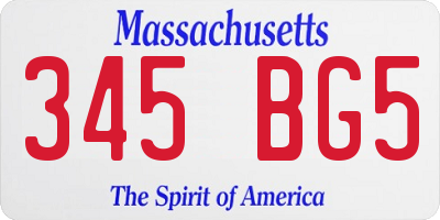 MA license plate 345BG5