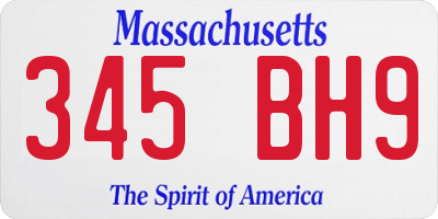 MA license plate 345BH9