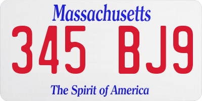 MA license plate 345BJ9