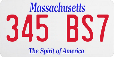 MA license plate 345BS7
