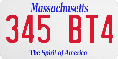 MA license plate 345BT4