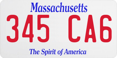 MA license plate 345CA6