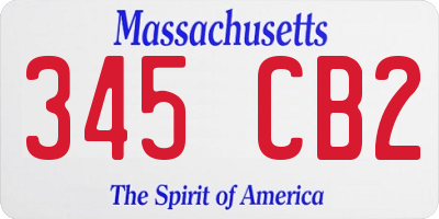 MA license plate 345CB2