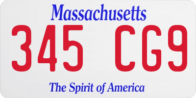MA license plate 345CG9
