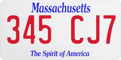 MA license plate 345CJ7