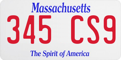 MA license plate 345CS9