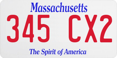 MA license plate 345CX2