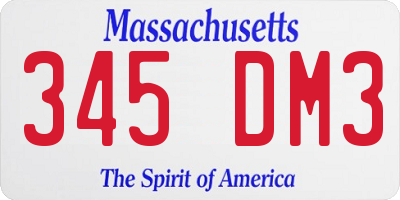 MA license plate 345DM3