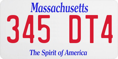 MA license plate 345DT4