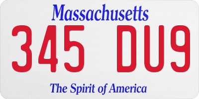 MA license plate 345DU9