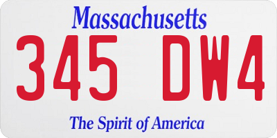 MA license plate 345DW4