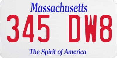 MA license plate 345DW8