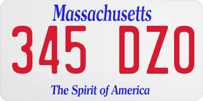 MA license plate 345DZ0