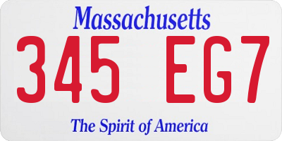 MA license plate 345EG7