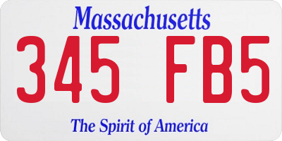 MA license plate 345FB5