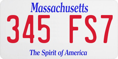 MA license plate 345FS7