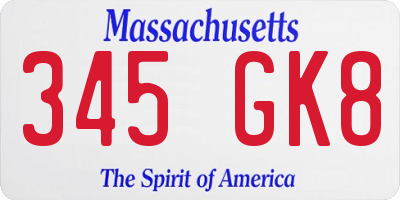 MA license plate 345GK8