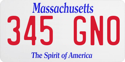 MA license plate 345GN0