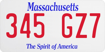 MA license plate 345GZ7