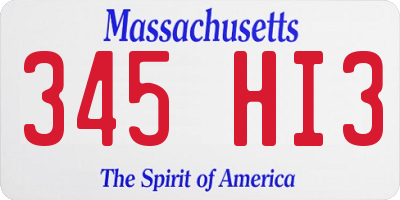 MA license plate 345HI3