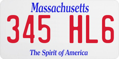MA license plate 345HL6