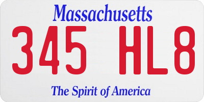 MA license plate 345HL8