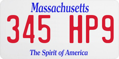 MA license plate 345HP9