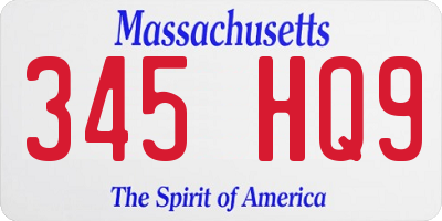 MA license plate 345HQ9