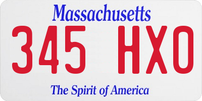 MA license plate 345HX0