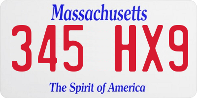 MA license plate 345HX9
