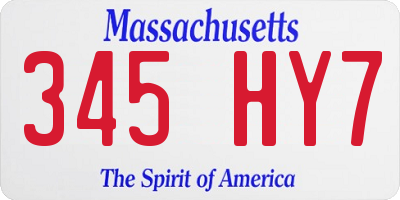MA license plate 345HY7