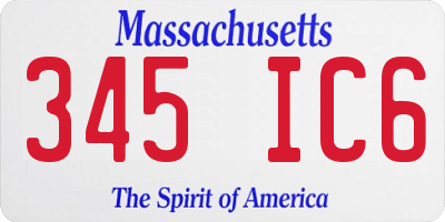 MA license plate 345IC6
