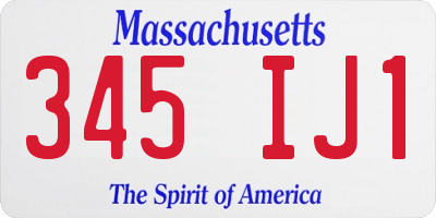 MA license plate 345IJ1